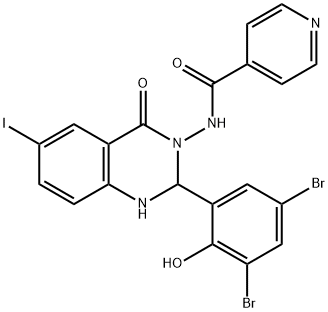 N-(2-(3,5-dibromo-2-hydroxyphenyl)-6-iodo-4-oxo-1,4-dihydro-3(2H)-quinazolinyl)isonicotinamide Structure