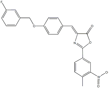 4-{4-[(3-fluorobenzyl)oxy]benzylidene}-2-{3-nitro-4-methylphenyl}-1,3-oxazol-5(4H)-one 구조식 이미지