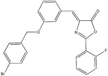 4-{3-[(4-bromobenzyl)oxy]benzylidene}-2-(2-fluorophenyl)-1,3-oxazol-5(4H)-one 구조식 이미지