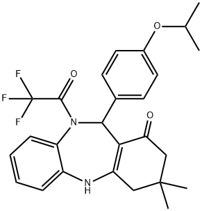 11-(4-isopropoxyphenyl)-3,3-dimethyl-10-(trifluoroacetyl)-2,3,4,5,10,11-hexahydro-1H-dibenzo[b,e][1,4]diazepin-1-one 구조식 이미지