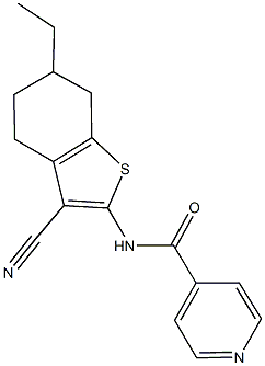 N-(3-cyano-6-ethyl-4,5,6,7-tetrahydro-1-benzothien-2-yl)isonicotinamide 구조식 이미지