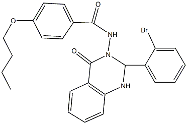 N-(2-(2-bromophenyl)-4-oxo-1,4-dihydro-3(2H)-quinazolinyl)-4-butoxybenzamide 구조식 이미지