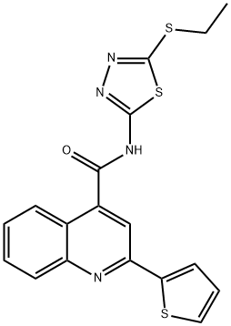 N-[5-(ethylsulfanyl)-1,3,4-thiadiazol-2-yl]-2-(2-thienyl)-4-quinolinecarboxamide 구조식 이미지