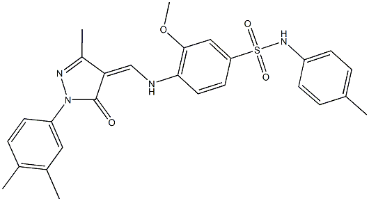 4-({[1-(3,4-dimethylphenyl)-3-methyl-5-oxo-1,5-dihydro-4H-pyrazol-4-ylidene]methyl}amino)-3-methoxy-N-(4-methylphenyl)benzenesulfonamide Structure