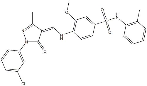 4-({[1-(3-chlorophenyl)-3-methyl-5-oxo-1,5-dihydro-4H-pyrazol-4-ylidene]methyl}amino)-3-methoxy-N-(2-methylphenyl)benzenesulfonamide Structure