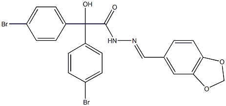 N'-(1,3-benzodioxol-5-ylmethylene)-2,2-bis(4-bromophenyl)-2-hydroxyacetohydrazide 구조식 이미지