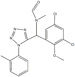 (3,5-dichloro-2-methoxyphenyl)[1-(2-methylphenyl)-1H-tetraazol-5-yl]methyl(methyl)formamide Structure