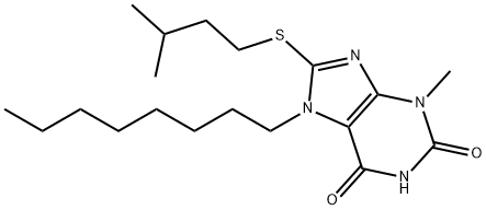 8-(isopentylsulfanyl)-3-methyl-7-octyl-3,7-dihydro-1H-purine-2,6-dione 구조식 이미지
