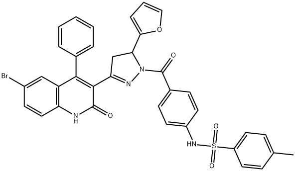 N-(4-{[3-(6-bromo-2-oxo-4-phenyl-1,2-dihydro-3-quinolinyl)-5-(2-furyl)-4,5-dihydro-1H-pyrazol-1-yl]carbonyl}phenyl)-4-methylbenzenesulfonamide 구조식 이미지