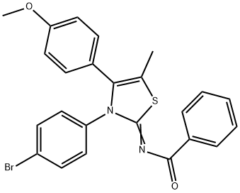 N-(3-(4-bromophenyl)-4-(4-methoxyphenyl)-5-methyl-1,3-thiazol-2(3H)-ylidene)benzamide 구조식 이미지