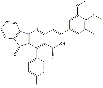 4-(4-fluorophenyl)-5-oxo-2-[2-(3,4,5-trimethoxyphenyl)vinyl]-5H-indeno[1,2-b]pyridine-3-carboxylic acid Structure