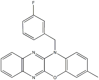 12-(3-fluorobenzyl)-3-methyl-12H-quinoxalino[2,3-b][1,4]benzoxazine 구조식 이미지