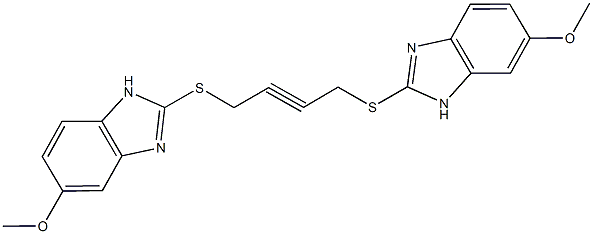 5-methoxy-2-({4-[(6-methoxy-1H-benzimidazol-2-yl)sulfanyl]-2-butynyl}sulfanyl)-1H-benzimidazole 구조식 이미지