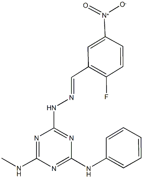 2-fluoro-5-nitrobenzaldehyde [4-anilino-6-(methylamino)-1,3,5-triazin-2-yl]hydrazone Structure