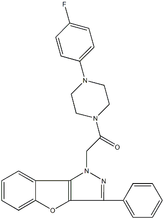 1-{2-[4-(4-fluorophenyl)-1-piperazinyl]-2-oxoethyl}-3-phenyl-1H-[1]benzofuro[3,2-c]pyrazole Structure