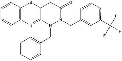 1-benzyl-2-[3-(trifluoromethyl)benzyl]-1,2,4,4a-tetrahydro-3H-pyridazino[4,3-b][1,4]benzothiazin-3-one 구조식 이미지