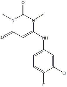 6-(3-chloro-4-fluoroanilino)-1,3-dimethyl-2,4(1H,3H)-pyrimidinedione Structure