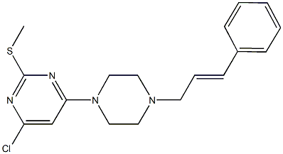 4-chloro-6-(4-cinnamyl-1-piperazinyl)-2-pyrimidinyl methyl sulfide 구조식 이미지