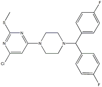 4-{4-[bis(4-fluorophenyl)methyl]-1-piperazinyl}-6-chloro-2-(methylsulfanyl)pyrimidine 구조식 이미지