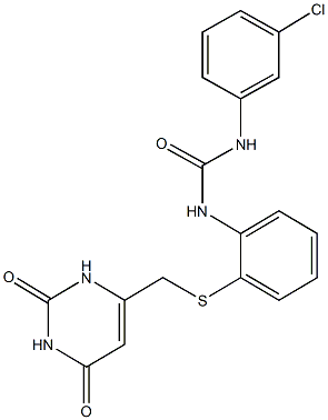 N-(3-chlorophenyl)-N'-(2-{[(2,6-dioxo-1,2,3,6-tetrahydro-4-pyrimidinyl)methyl]sulfanyl}phenyl)urea 구조식 이미지