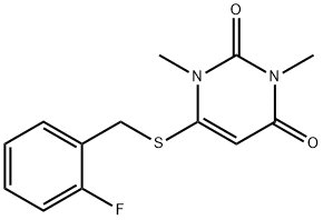 6-[(2-fluorobenzyl)sulfanyl]-1,3-dimethyl-2,4(1H,3H)-pyrimidinedione 구조식 이미지