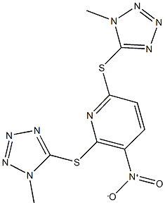 3-nitro-2,6-bis[(1-methyl-1H-tetraazol-5-yl)sulfanyl]pyridine 구조식 이미지