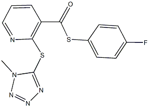 S-(4-fluorophenyl) 2-[(1-methyl-1H-tetraazol-5-yl)sulfanyl]-3-pyridinecarbothioate 구조식 이미지