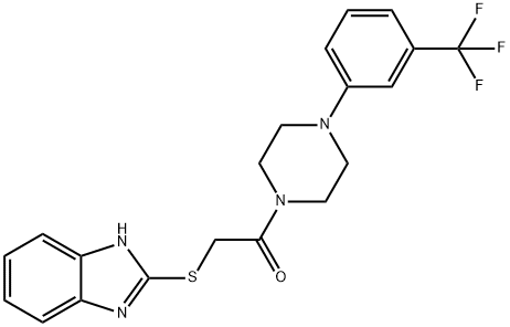 2-[(2-oxo-2-{4-[3-(trifluoromethyl)phenyl]-1-piperazinyl}ethyl)sulfanyl]-1H-benzimidazole 구조식 이미지