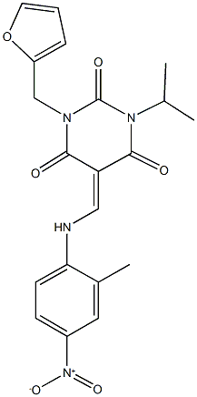 1-(2-furylmethyl)-5-({4-nitro-2-methylanilino}methylene)-3-isopropyl-2,4,6(1H,3H,5H)-pyrimidinetrione Structure