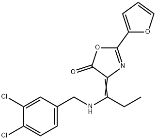 4-{1-[(3,4-dichlorobenzyl)amino]propylidene}-2-(2-furyl)-1,3-oxazol-5(4H)-one 구조식 이미지