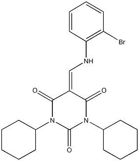 5-[(2-bromoanilino)methylene]-1,3-dicyclohexyl-2,4,6(1H,3H,5H)-pyrimidinetrione 구조식 이미지