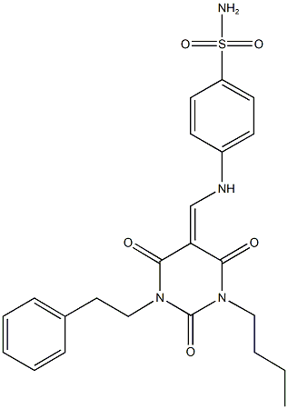 4-{[(1-butyl-2,4,6-trioxo-3-(2-phenylethyl)tetrahydro-5(2H)-pyrimidinylidene)methyl]amino}benzenesulfonamide Structure