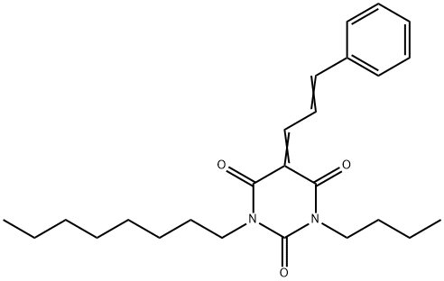 1-butyl-3-octyl-5-(3-phenyl-2-propenylidene)-2,4,6(1H,3H,5H)-pyrimidinetrione Structure