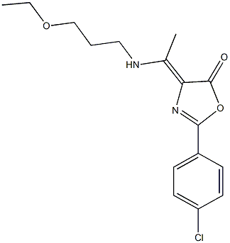 2-(4-chlorophenyl)-4-{1-[(3-ethoxypropyl)amino]ethylidene}-1,3-oxazol-5(4H)-one Structure