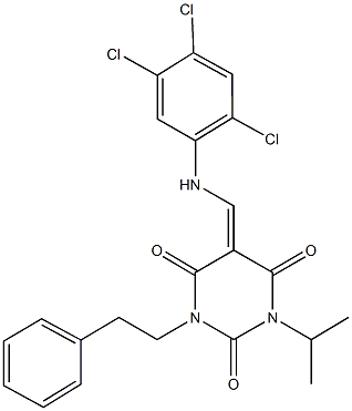 1-isopropyl-3-(2-phenylethyl)-5-[(2,4,5-trichloroanilino)methylene]-2,4,6(1H,3H,5H)-pyrimidinetrione 구조식 이미지