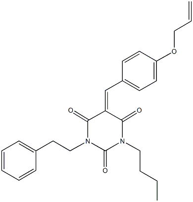 5-[4-(allyloxy)benzylidene]-1-butyl-3-(2-phenylethyl)-2,4,6(1H,3H,5H)-pyrimidinetrione 구조식 이미지