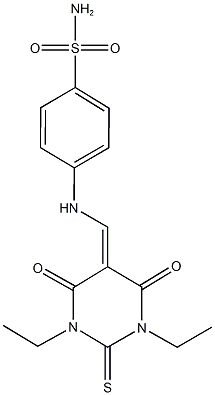 4-{[(1,3-diethyl-4,6-dioxo-2-thioxotetrahydro-5(2H)-pyrimidinylidene)methyl]amino}benzenesulfonamide Structure