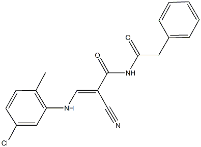3-(5-chloro-2-methylanilino)-2-cyano-N-(phenylacetyl)acrylamide Structure