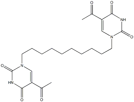 5-acetyl-1-[10-(5-acetyl-2,4-dioxo-3,4-dihydro-1(2H)-pyrimidinyl)decyl]-2,4(1H,3H)-pyrimidinedione Structure