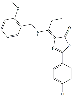 2-(4-chlorophenyl)-4-{1-[(2-methoxybenzyl)amino]propylidene}-1,3-oxazol-5(4H)-one Structure