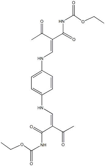 ethyl 2-acetyl-3-{4-[(2-{[(ethoxycarbonyl)amino]carbonyl}-3-oxo-1-butenyl)amino]anilino}acryloylcarbamate Structure