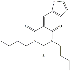 1,3-dibutyl-5-(2-furylmethylene)-2-thioxodihydro-4,6(1H,5H)-pyrimidinedione Structure