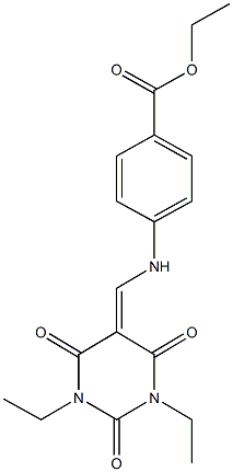 ethyl 4-{[(1,3-diethyl-2,4,6-trioxotetrahydro-5(2H)-pyrimidinylidene)methyl]amino}benzoate 구조식 이미지