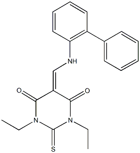 5-[([1,1'-biphenyl]-2-ylamino)methylene]-1,3-diethyl-2-thioxodihydro-4,6(1H,5H)-pyrimidinedione Structure