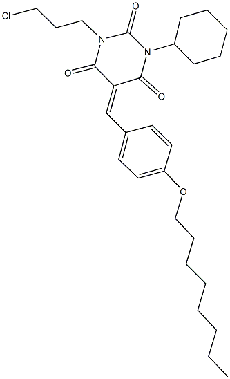 1-(3-chloropropyl)-3-cyclohexyl-5-[4-(octyloxy)benzylidene]-2,4,6(1H,3H,5H)-pyrimidinetrione 구조식 이미지