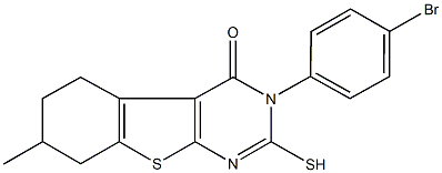 3-(4-bromophenyl)-7-methyl-2-sulfanyl-5,6,7,8-tetrahydro[1]benzothieno[2,3-d]pyrimidin-4(3H)-one Structure