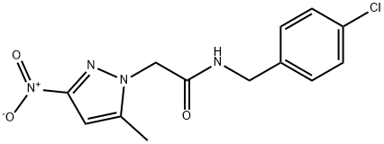 N-(4-chlorobenzyl)-2-{3-nitro-5-methyl-1H-pyrazol-1-yl}acetamide 구조식 이미지