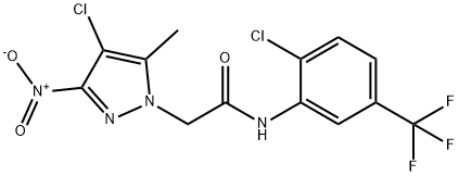 2-{4-chloro-3-nitro-5-methyl-1H-pyrazol-1-yl}-N-[2-chloro-5-(trifluoromethyl)phenyl]acetamide 구조식 이미지