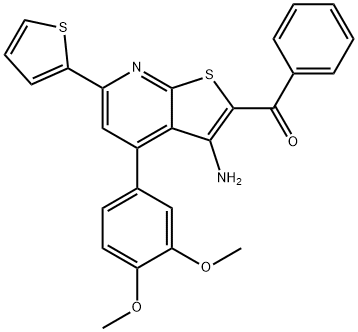 [3-amino-4-(3,4-dimethoxyphenyl)-6-(2-thienyl)thieno[2,3-b]pyridin-2-yl](phenyl)methanone 구조식 이미지