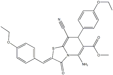 methyl 5-amino-8-cyano-2-(4-ethoxybenzylidene)-7-(4-ethoxyphenyl)-3-oxo-2,3-dihydro-7H-[1,3]thiazolo[3,2-a]pyridine-6-carboxylate 구조식 이미지